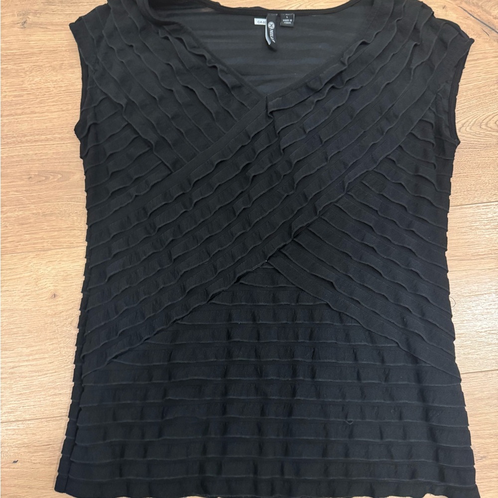 Milano Black Layered V-Neck Sleeveless Top